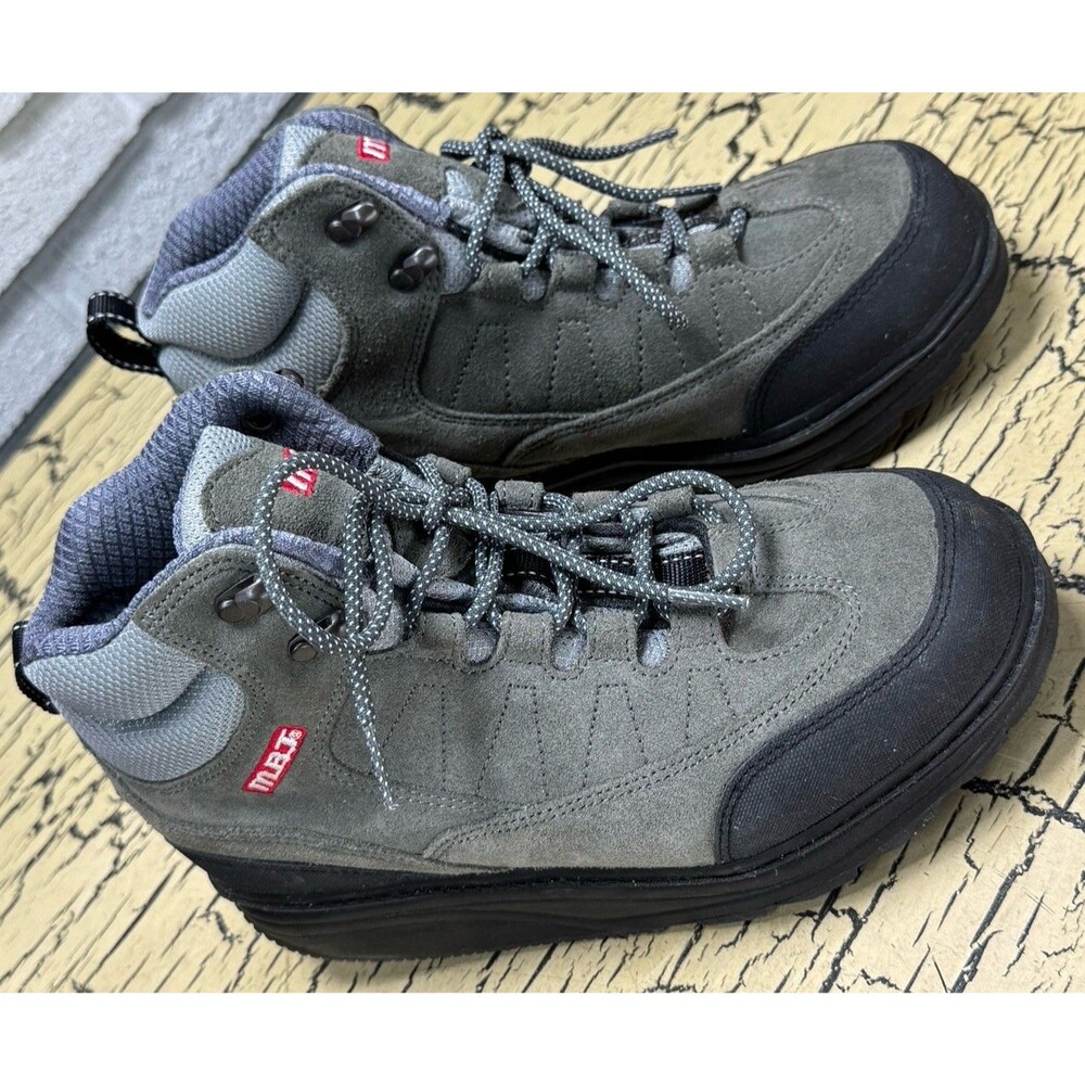 MBT Gray Leather Lace Up Round Toe Outdoor Hiking Boot W Original Box Womens 6 - Picture 5 of 16